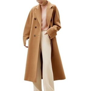 VTG Fluette 100% Camel Wool Classic Tan Double-Breasted Women's Coat